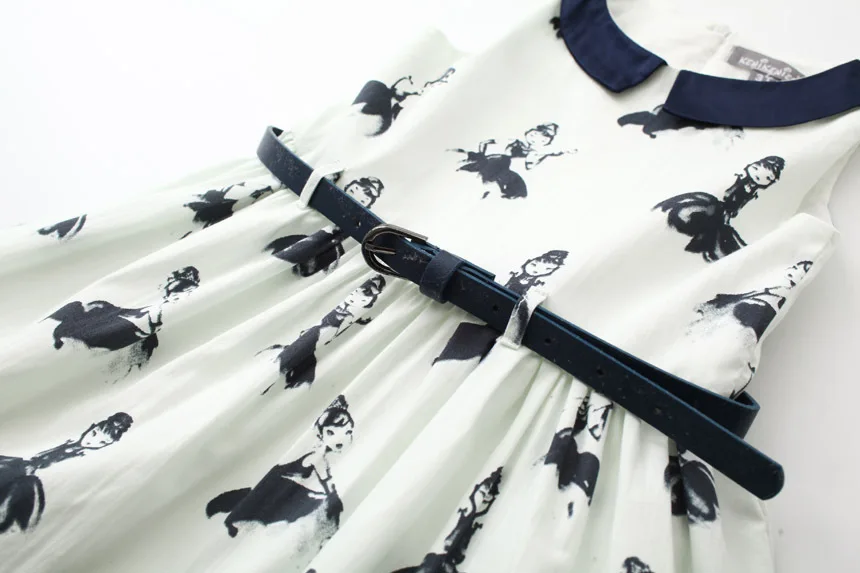 Лидер продаж Новая детская одежда Модные платья для девочек с поясом платье