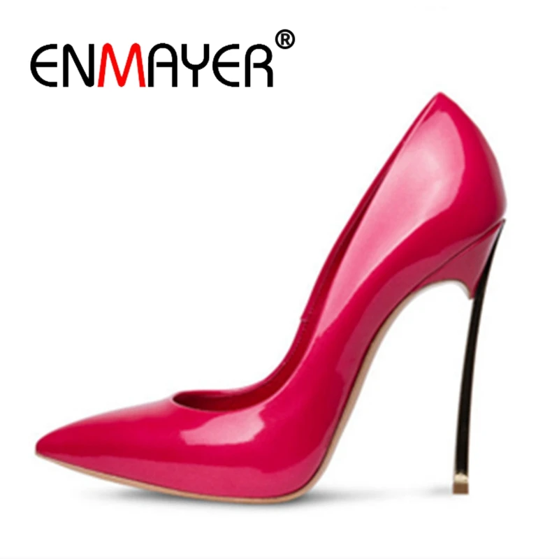 

ENMAYER Pointed Toe Thin Heels Casual Slip-On Sapato Feminino High Heels Zapatos Mujer Tacon Size 34-43 ZYL2451