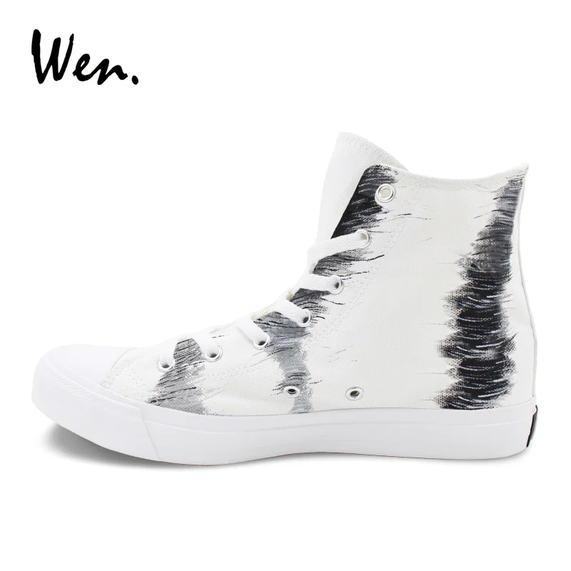 Вэнь ручная роспись обувь Снег Волк картина животных белый холст высокие