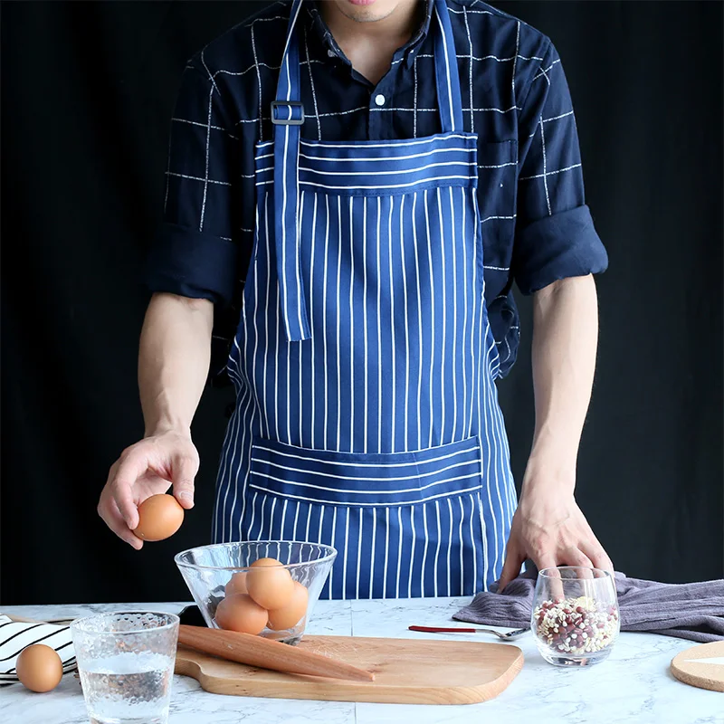 Фартук для кухни хлопок Холщовый вертикальная полоска нагрудники готовки