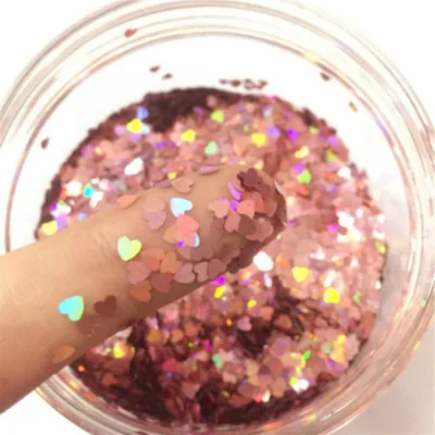 Laser dark pink Ультратонкая блестка из ПЭТ 3 мм блестящее Сердце блестка экологически чистый 3D лазерный Блеск Блестки DIY Советы Маникюр дизайн ногтей украшение 8 г - Цвет: Laser dark pink