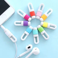 10pcs earphone cable protector desk set kawaii stationary usb cable winder wire organizer holder clip office desk accessories