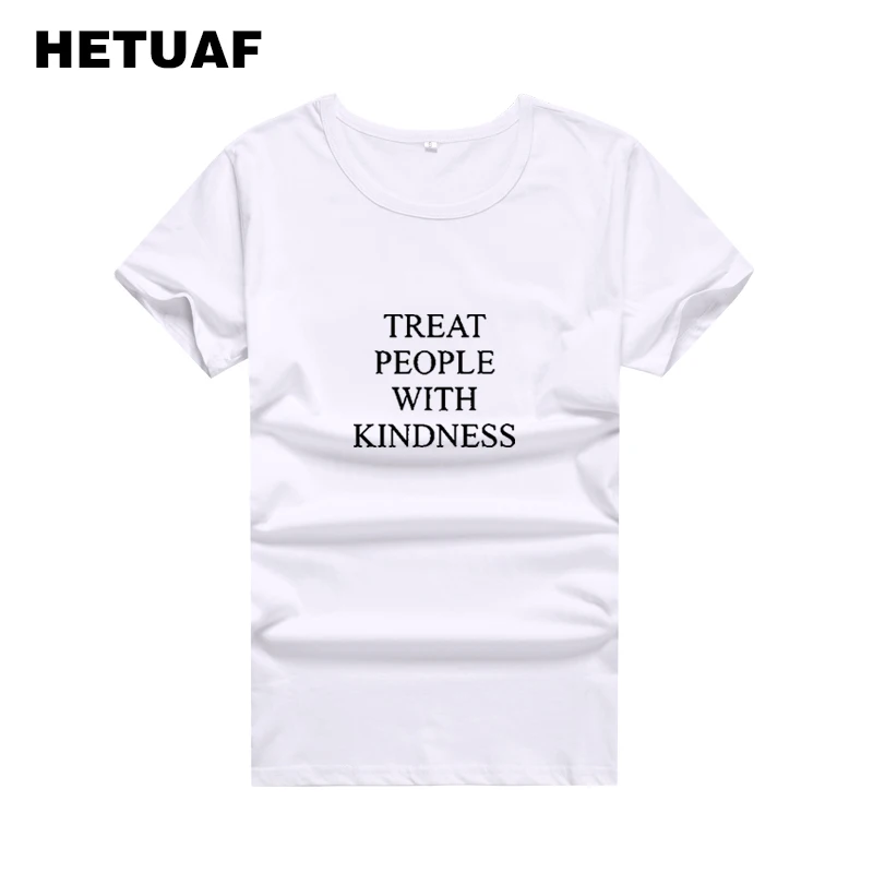 Женская футболка с принтом HETUAF TREAT PEOPLE WITH KINDNESS летняя в стиле Харадзюку