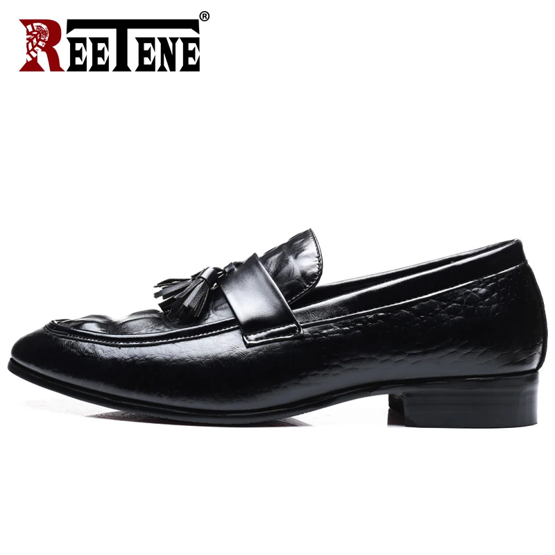 REETENE High Quality Leather Crocodile Men Loafers 2019 New Driving Casual Shoes Flats Plus Size Slip On Zapatos | Обувь