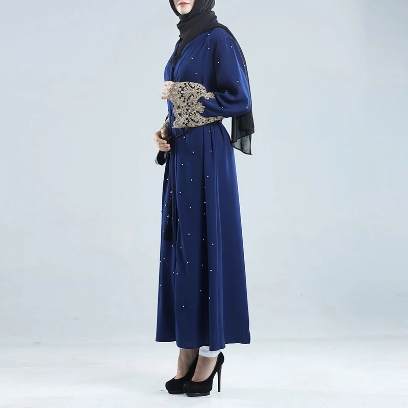 Abaya Дубайский мусульманский женский открытый передний кардиган винтажное