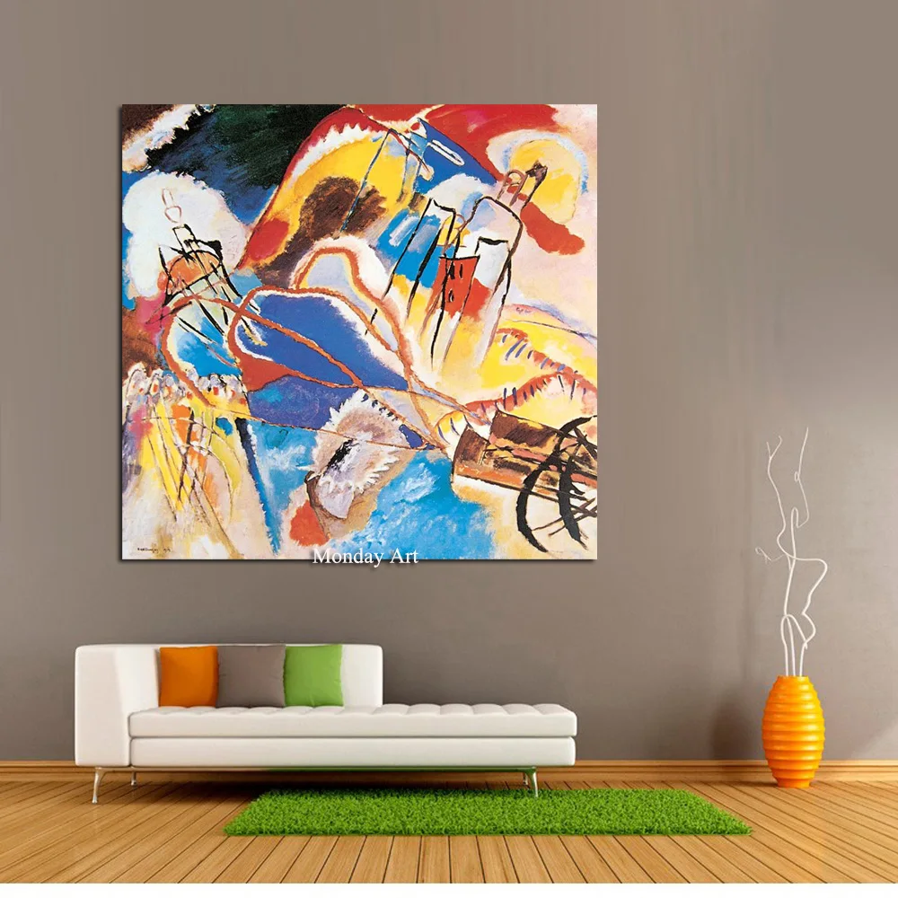 100% Классическая Картина на холсте Wassily Kandinsky Геометрическая масляная живопись