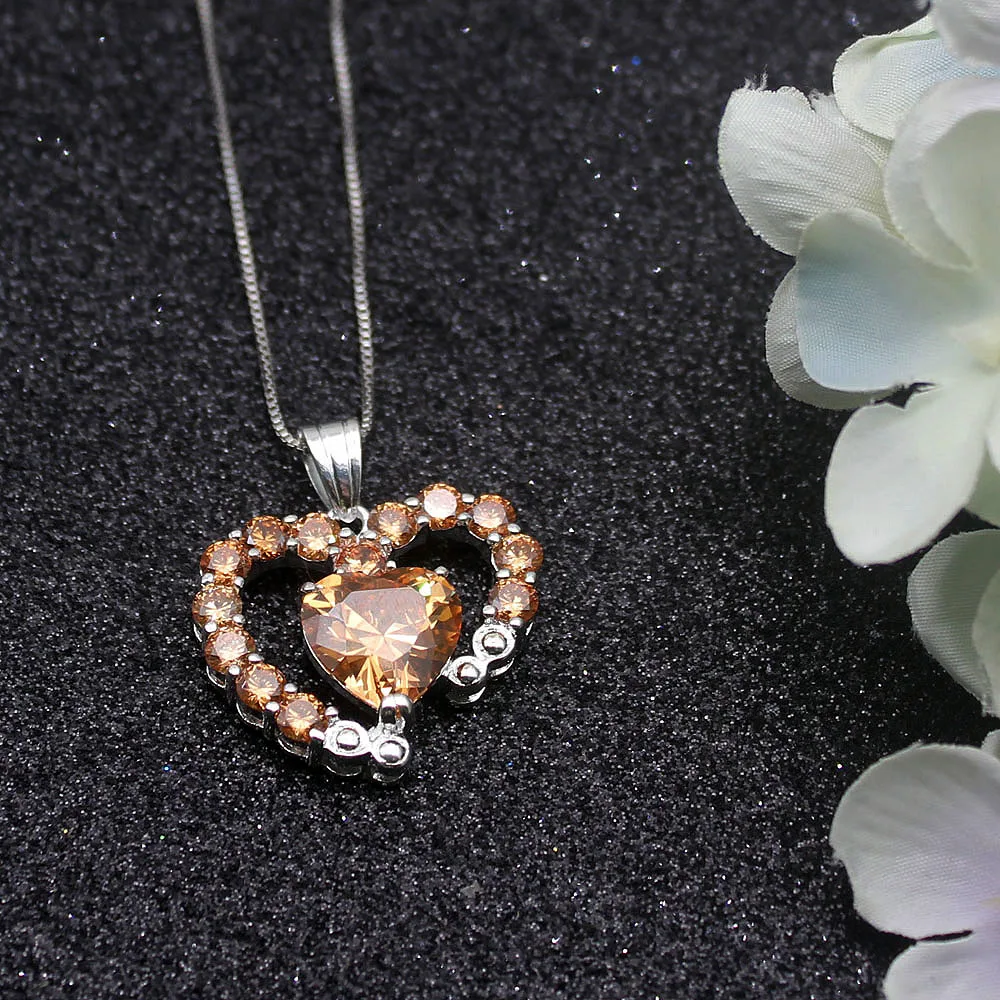 Heart Shape Shiny Natural Morganite925 Sterling Silver Color Charms Women Pendant Chain Necklace 20 Inch | Украшения и аксессуары