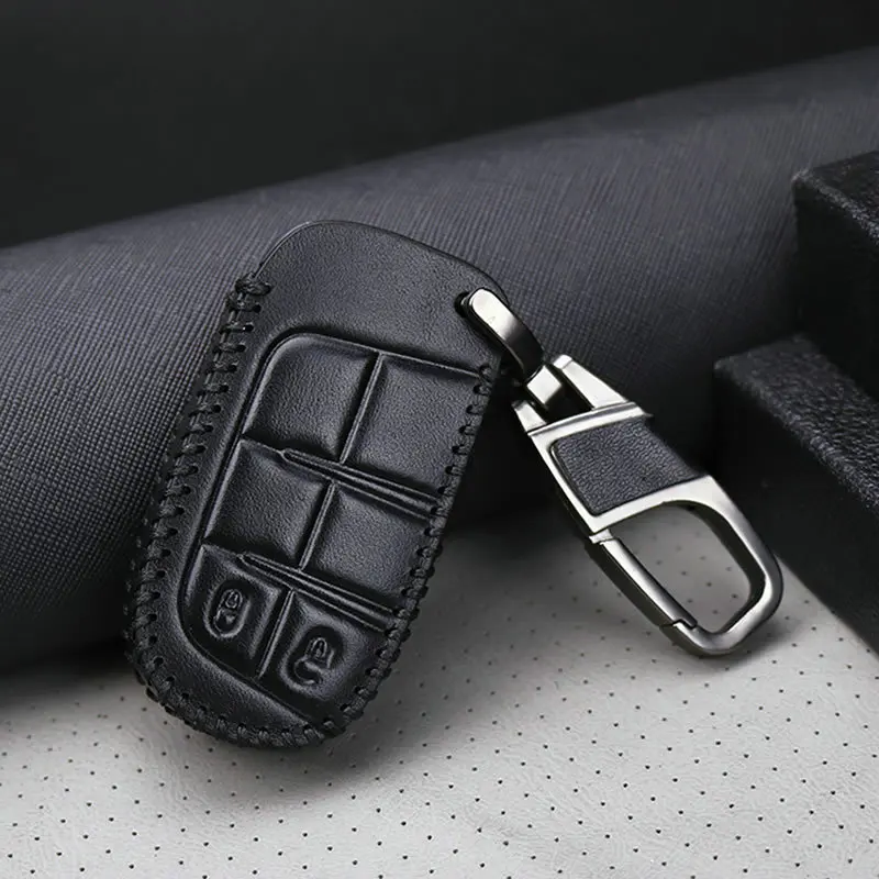 Кожаный дистанционный смарт чехол для ключей Fob Dodge Journey charger Jeep Renegade Grand Cherokee Chrysler