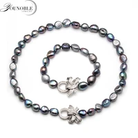 beautiful real natural baroque necklace bracelet sets jewlery women10 11mm big size freshwater pearl sets