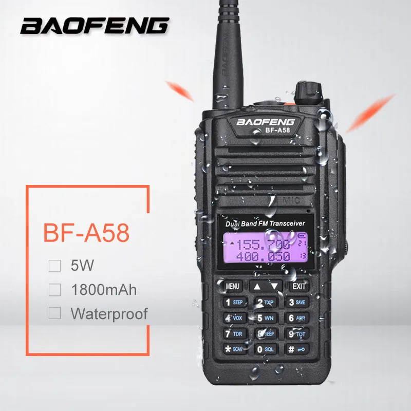 Baofeng BF-A58 Waterproof Walkie Talkie Ham CB Amateur Radio Station Dual Band UHF VHF HF Transceiver Radio Scanner BF A58 PMR