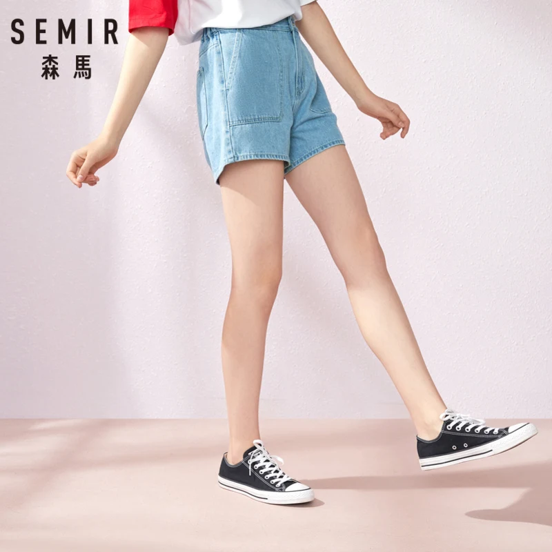 Женские джинсовые шорты SEMIR тонкие ретро с высокой талией лето 2019 | Женская одежда