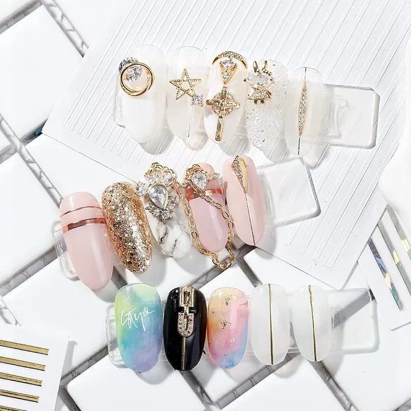 Новейшая модель WG-1000 полосы Черный и белый цвета 3d дизайн ногтей наклейки для