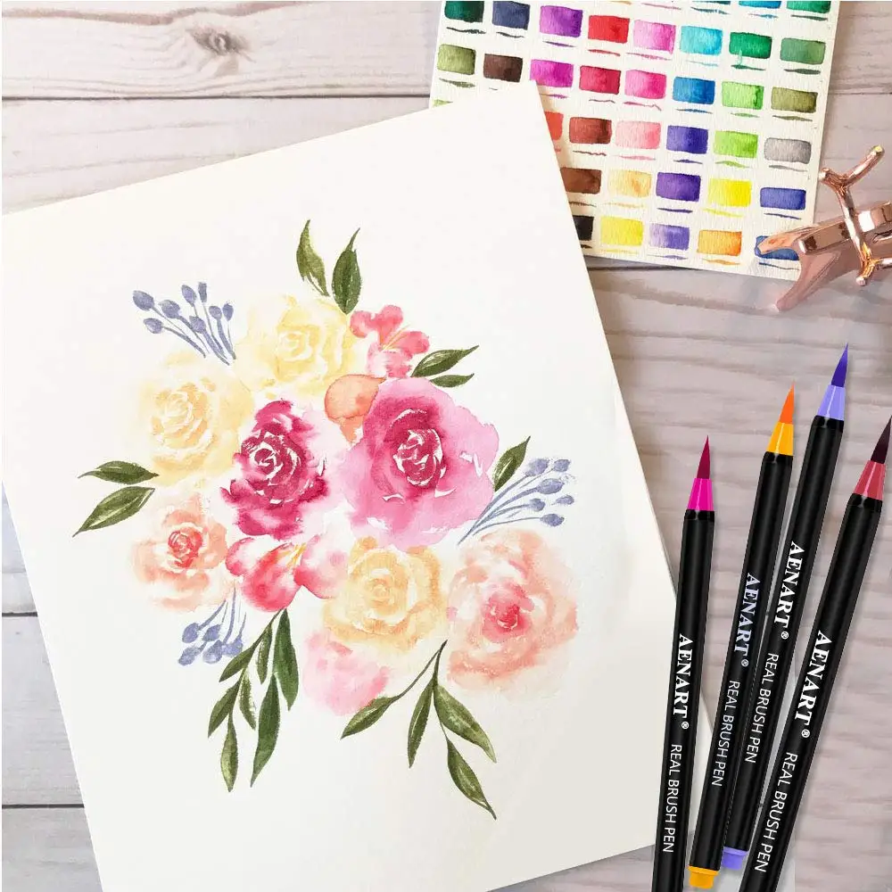 Art Markers Coloring Lettering Pen For Calligraphy Water Color Drawing Sketching School Soft Watercolor Brush Set | Канцтовары для