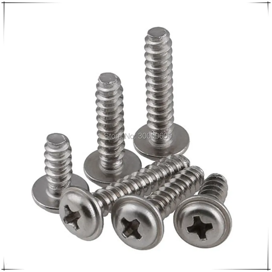 

M2 M2.6 M3 M4 Stainless Steel 304 A2 Corss Recessed Phillip Pan-Round Washer Head With Collar Self Tapping Screw With Flat End