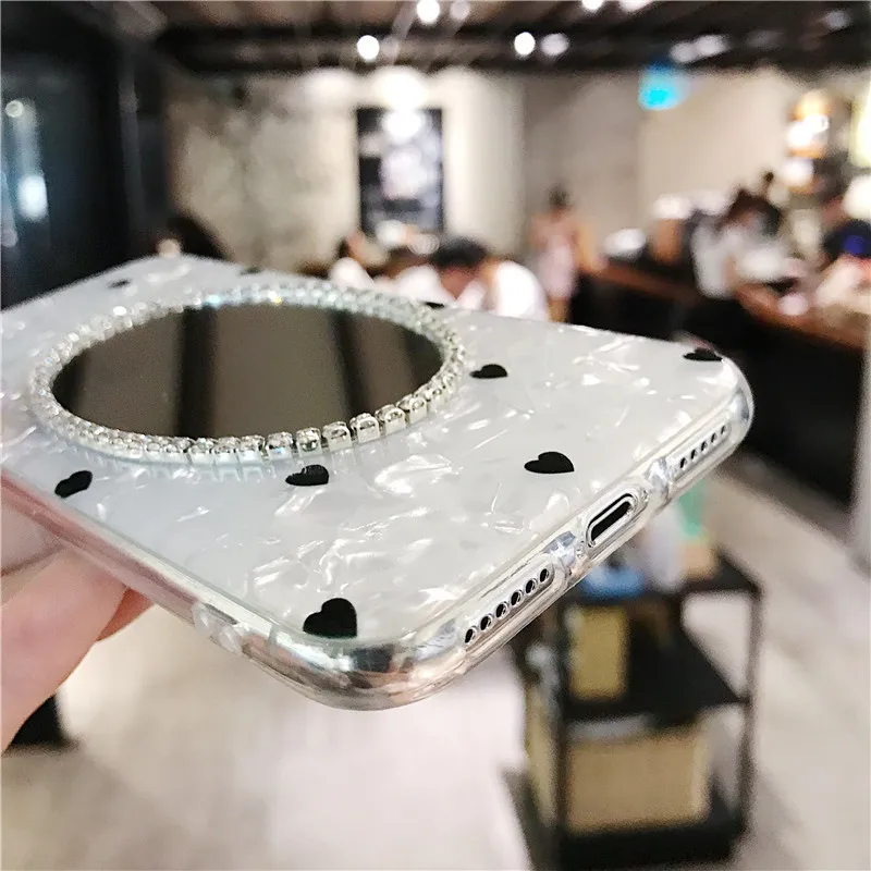 Чехол для телефона XINGDUO с милым черным сердцем iphone X XS XR MAX блестящий зеркальный