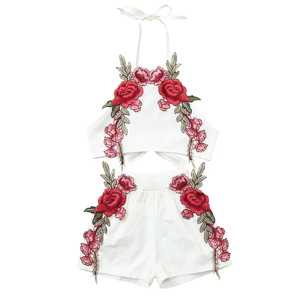 Комплекты одежды для маленьких девочек летние хлопковые топы детей без рукавов с
