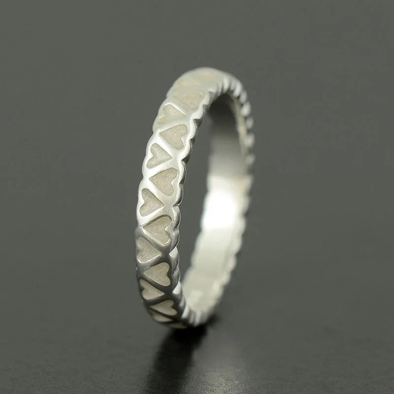 925 пробы Серебряное кольцо с Серебряной Эмалью совместимое ювелирными