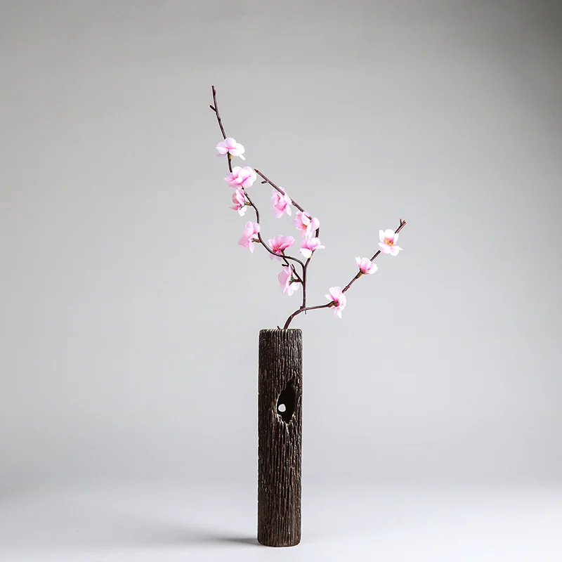 Винтажная ваза Zen Style Ikebana Цветочная креативная грубая керамика дерево зерно