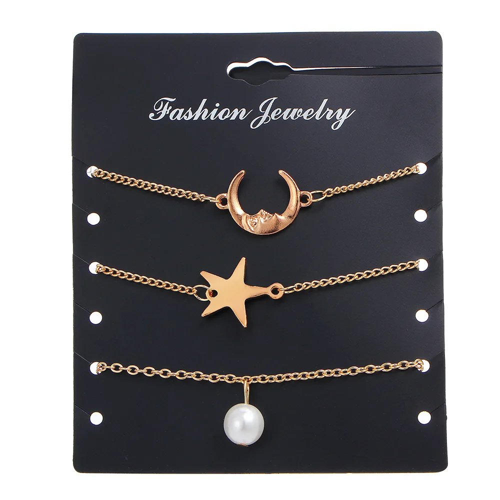 Золото pattern100 % f339 bracelts модные простые женские браслет Комплект из 3 предметов