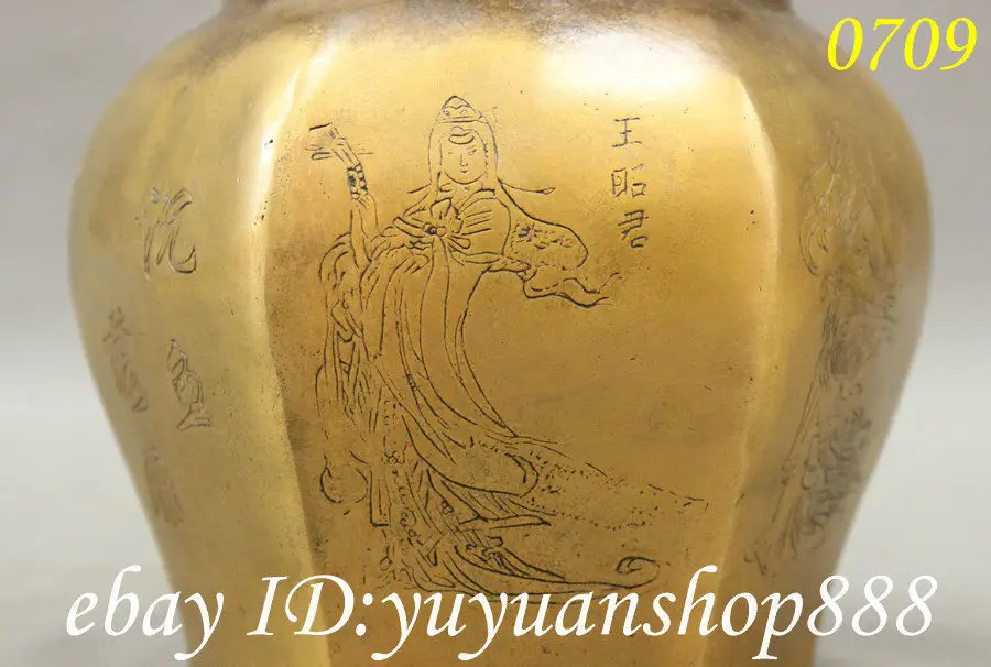 7&quot Marked China Palace Bronze 4 Great Beauties Belle Statue General Tank Jar Pot Garden Decoration Brass 25% off - купить по