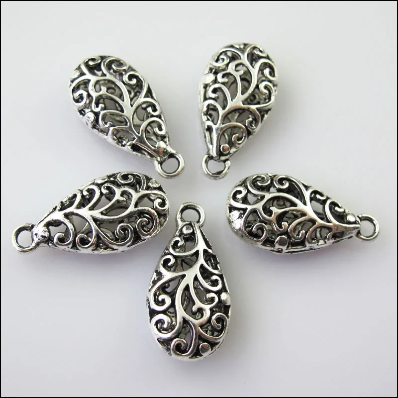 Новые 8 шт. Тибетский серебристый цвет цветок каплевидные Подвески 12x24mm|Шармы| |