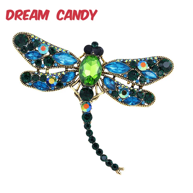 Dream Candy Exquisite Crystal Dragonfly Brooches for Women Colorful Rhinestone Brooch Pin Fashion Jewelry Coat Accessories 2019 | Украшения