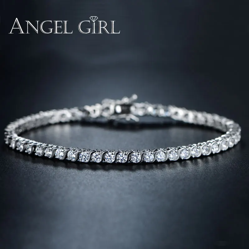 Angel Girl AAA + Круглый Теннисный браслет с кубическим цирконием для женщин браслеты и