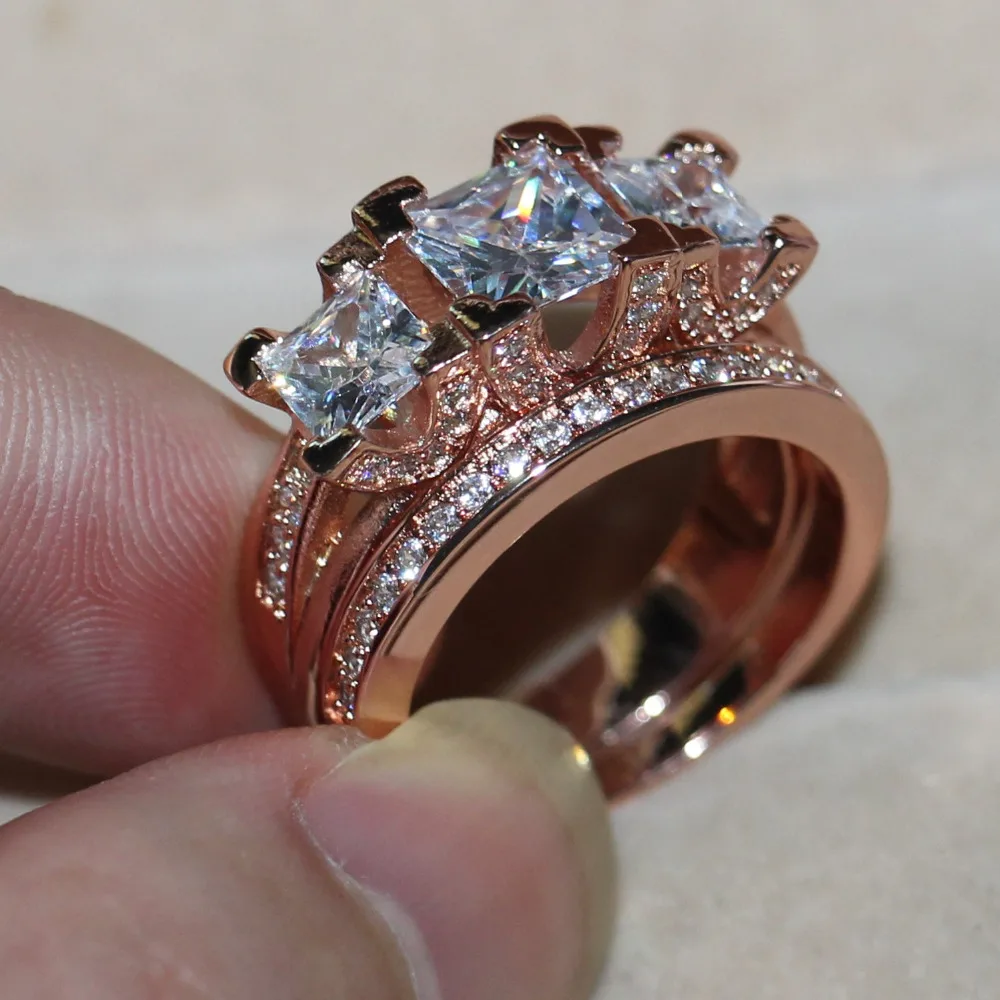 2016 Брендовое дизайнерское кольцо из розового золота 925 пробы 8ct AAAAA Циркон cz