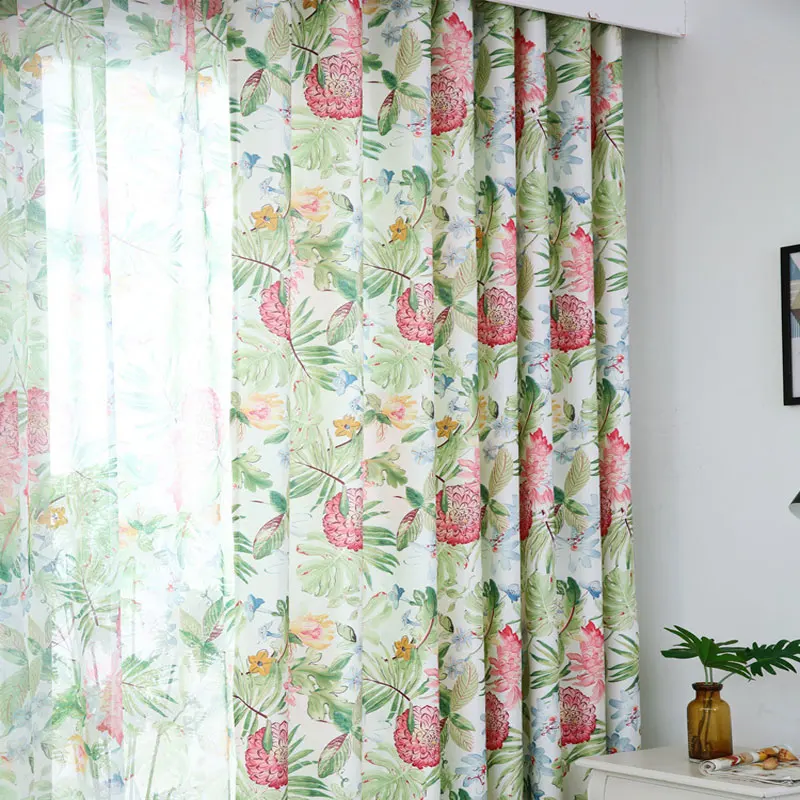 Beat качественные шторы с принтом растений Красные цветы зеленые листья занавески