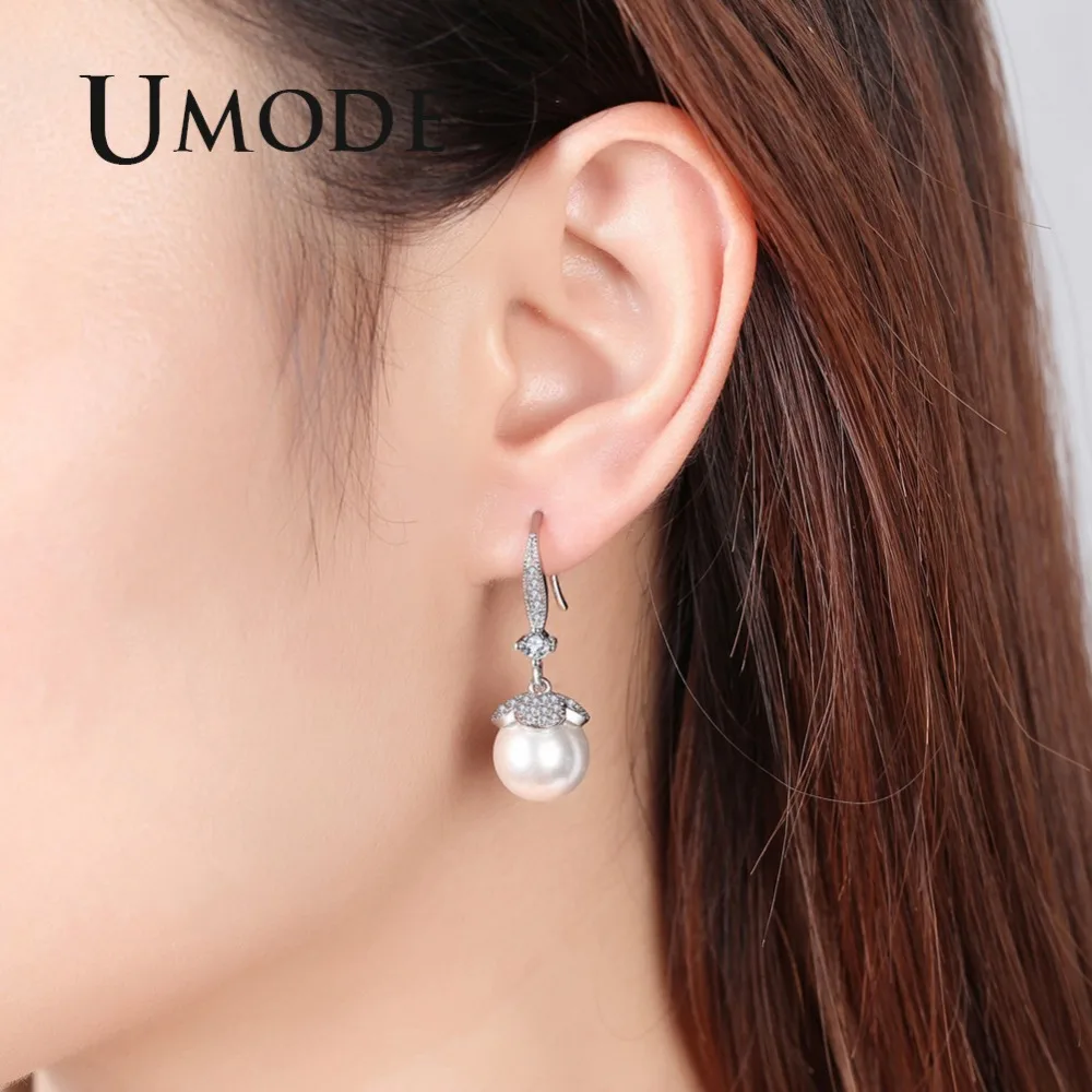 Женские серьги-подвески с фруктами UMODE модные серьги из белого золота жемчугом