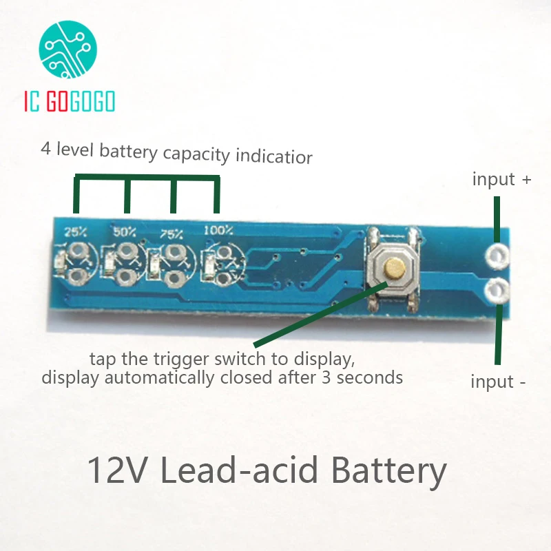 12 В свинцово кислотный индикатор емкости батареи Измеритель уровня светодиодный