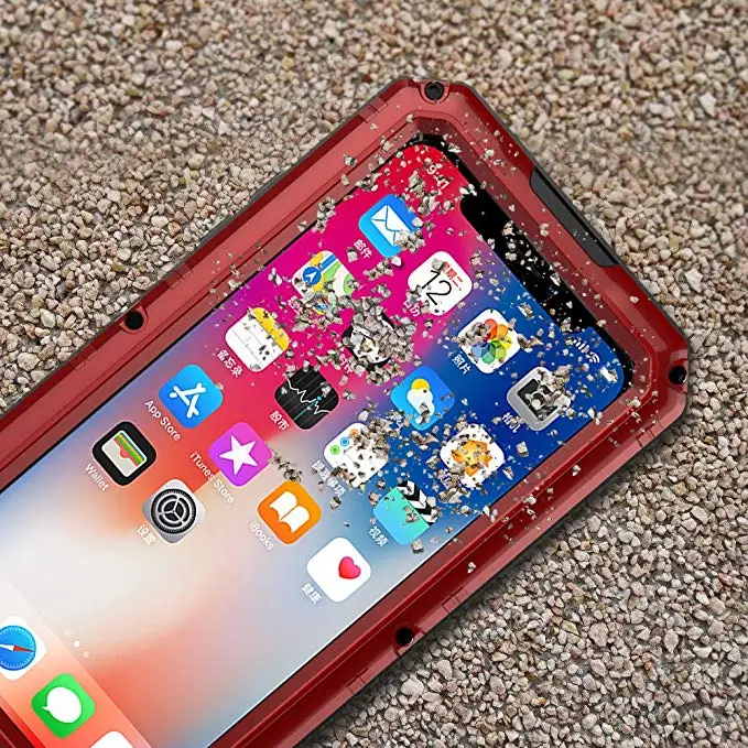 R-JUST для iPhone 8 X Водонепроницаемый металлический корпус тяжелых полное тело