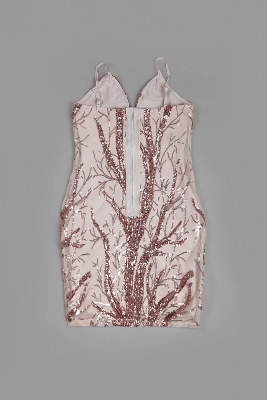 Телесного цвета с блестками на бретелях глубокий v образный вырез 2018 Новое