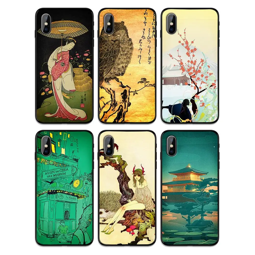 Японский художественный Мягкий ТПУ чехол для Apple iPhone 6 6S 7 8 Plus 5 5S SE X XS MAX XR