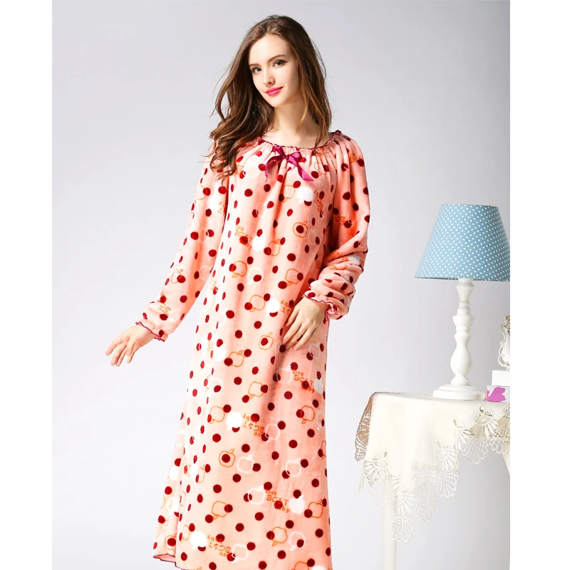for new ins Autumn Winter Women Nightwear Dress Velvet Long Sleeve Flannel Sexy Nightgown Sleepwear Plus Size | Женская одежда