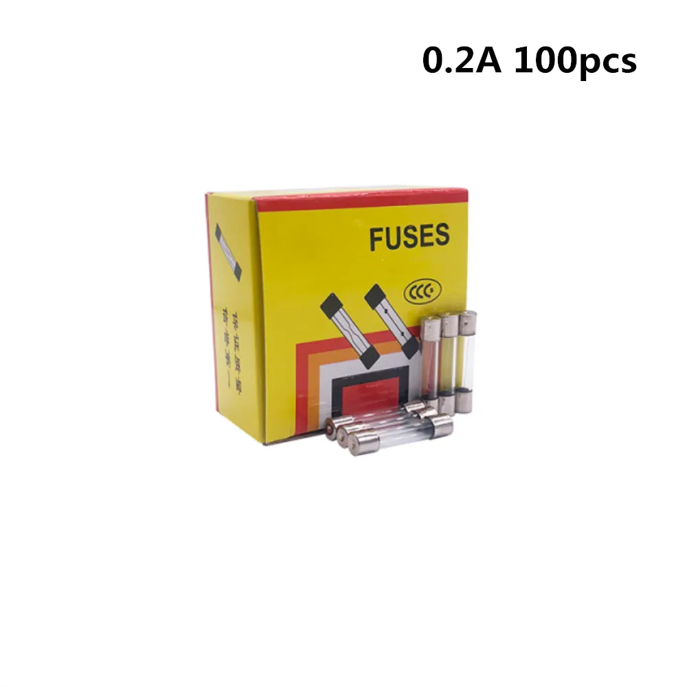 0.2A 100pcs 100 шт./компл. 5x20 мм быстродействующие Стекло трубка предохранители в ассортименте Наборы, быстродействующие Стекло предохранители 0.2A 0.5A 1A 2A 3A 5A 8A 10A 15A 20A - Цвет: 0.2A 100pcs