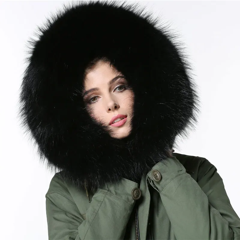 Модные весенние пальто унисекс с капюшоном из натурального хлопка мехом енота