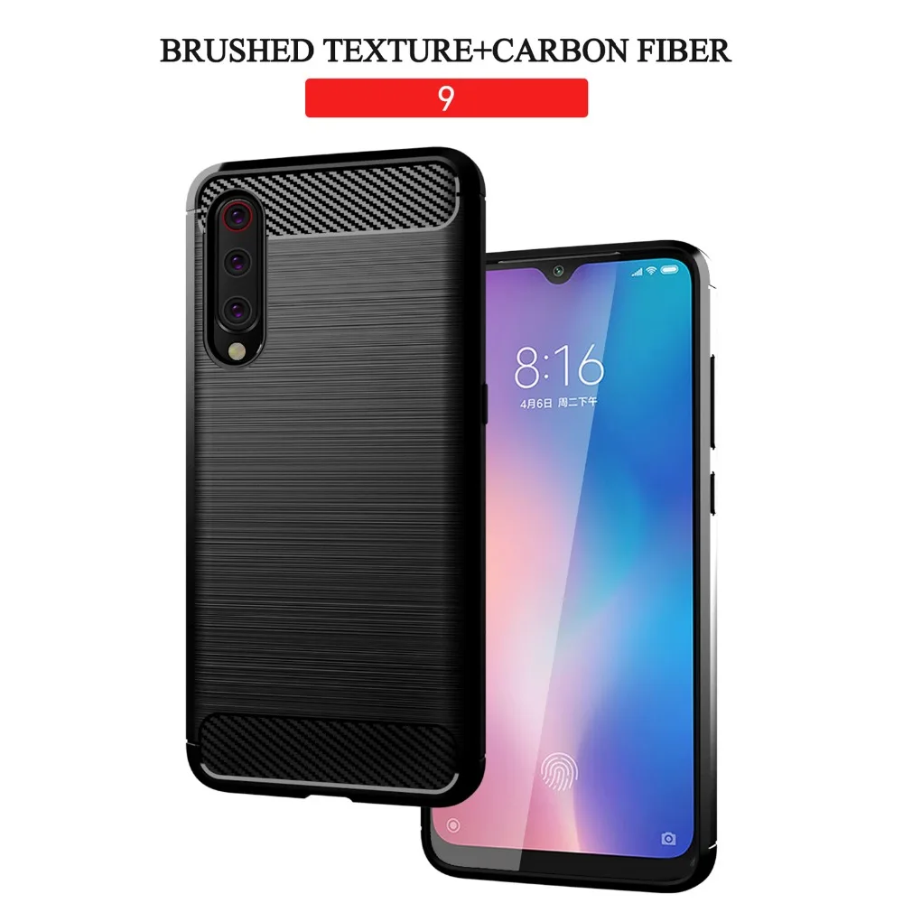 Carbon Fiber Texture Back Case For xiaomi mi 8 lite 9 CC9 Simple Brushed Silicone Cover mi8 SE Explorer Mi9 CC9E case |