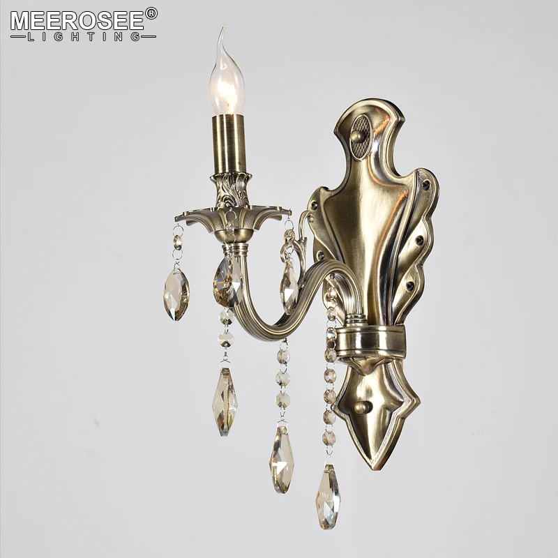 Новое поступление Хрустальный настенный светильник бронзового цвета на 1 руку с