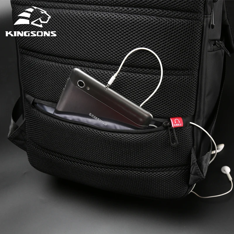 Kingsons USB зарядка Противоугонный Рюкзак Для Ноутбука Мужской многофункциональный