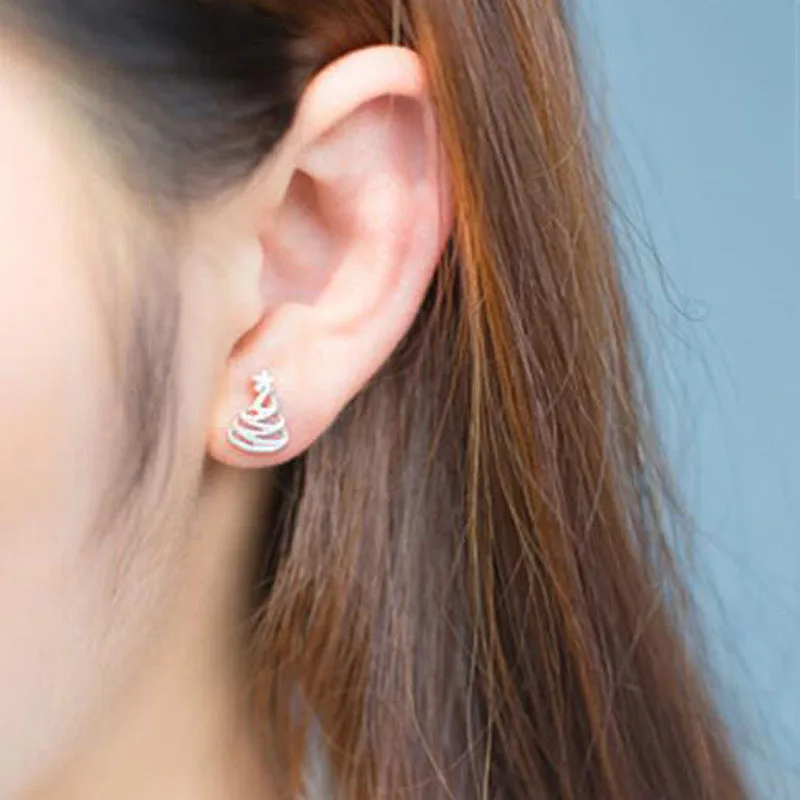 1 пара двусторонние серьги в виде детской елки|ear jewelry|earing womenjewelry jewelry |