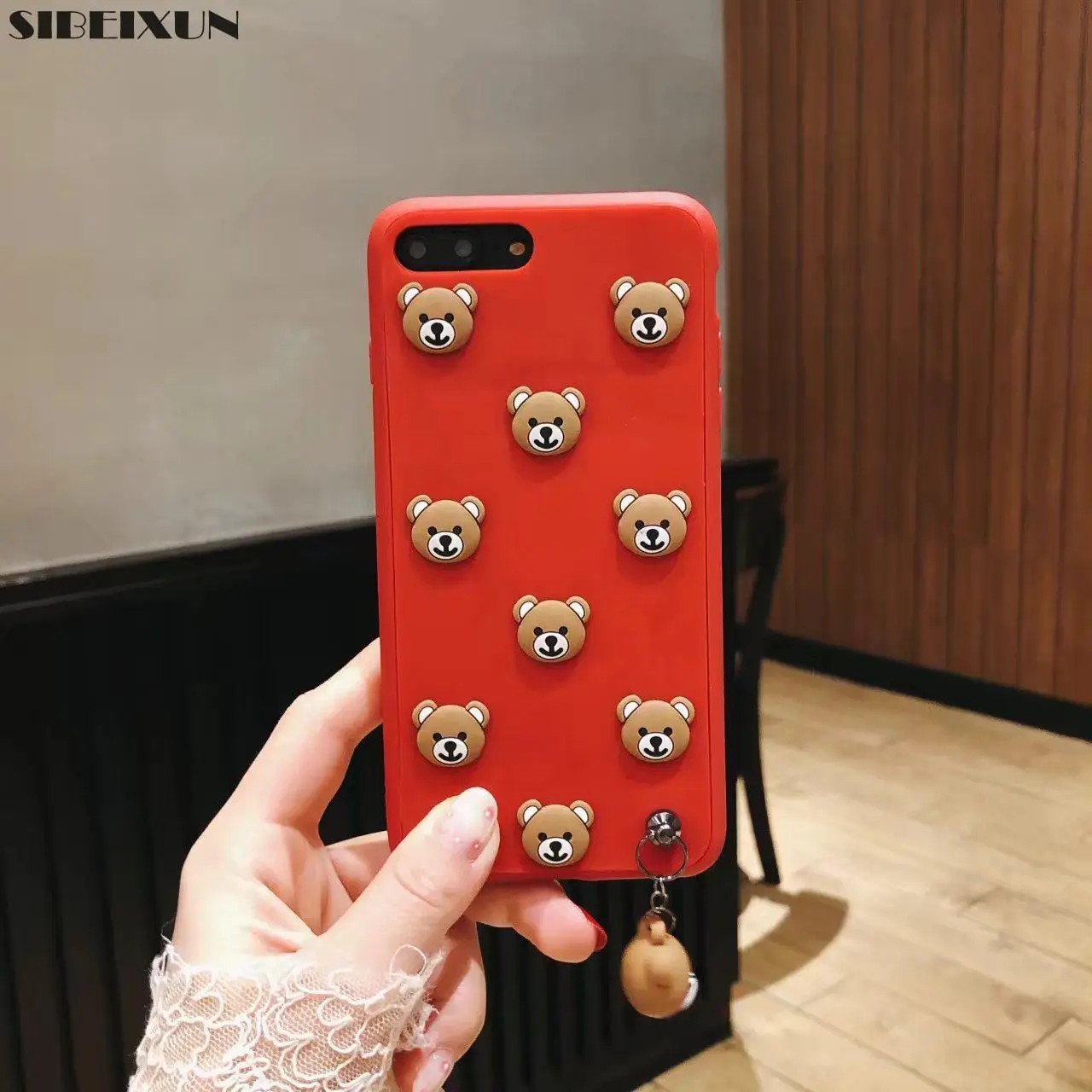 Силиконовый чехол SIBEIXUN для iphone X Xs 3D с мультяшным медведем 6 6s 7 8 plus милый |