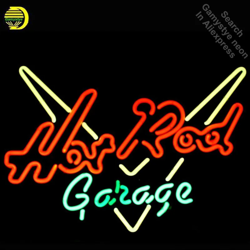 

Hot Rod Garage Neon SignS neon bulb Sign light glass Tube Handcraft Decorative Room Bright Color Advertisement Brand Signage