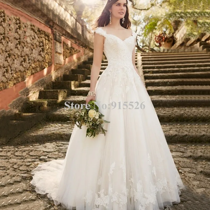 Tulle Wedding Gowns Appliques Lace Sweetheart Cape Sleeves Court Train Ball Gown Dresses With Zipper Closure | Свадьбы и торжества