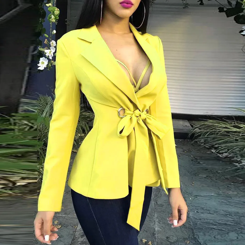Женский облегающий блейзер с v-образным вырезом однотонный Блейзер d90514 2019 |