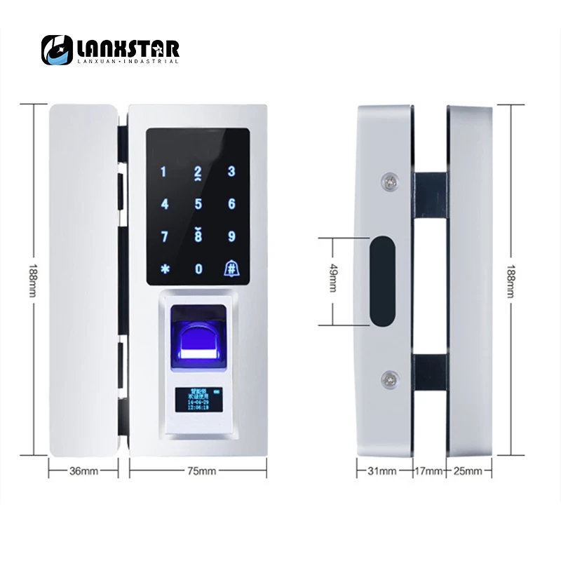 Стеклянная дверь Lanxstar интеллектуальный электронный дверной замок сенсорный