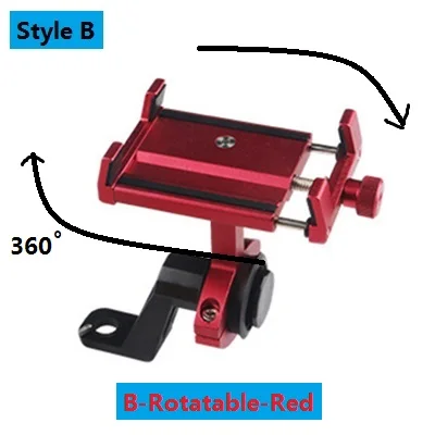 B-Rotatable-Red Универсальный алюминиевый сплав мото rcycle держатель для телефона для iPhone 11 pro поддержка телефона для gps мото держатель велосипедный Руль держатель - Цвет: B-Rotatable-Red