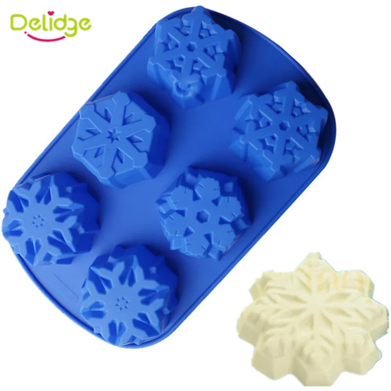 Delidge 1 шт. силиконовая форма в форме цветка с 6 ячейками 3D свадебная снежинка луна