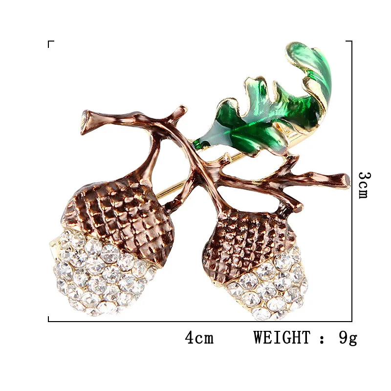 Винтажная брошка RHao с коричневой эмалировкой и кристаллами Pinecone винтажная из