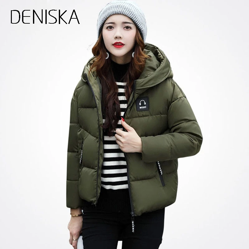 DENISKA 2018 Winter Jacket Women Cotton Short New Padded Slim Hooded Warm Parkas Coat Female Autumn Outerwear | Женская одежда